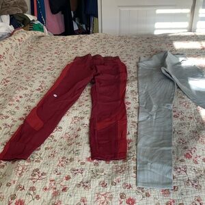 Lululemon marron size 2 leggings and Alo sage XS color leggings